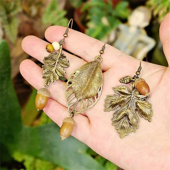 Handmade Leaf Natural Pine Cones Earrings for Women Autumn Pinecones Earrings Re - Picture 5 of 6
